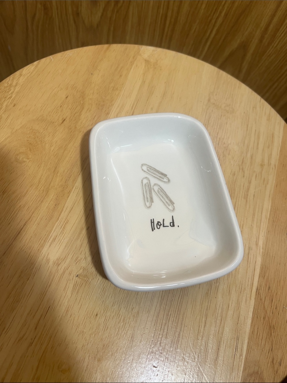 Magenta White Ceramic Trinket Tray with Paperclip Graphic